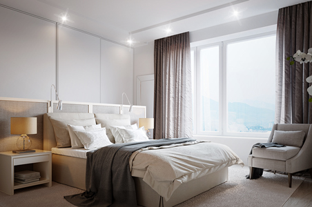 chambre à coucher avec spot au plafond