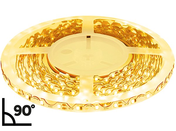 Ruban LED angle droit 5m 12V 2700K IP20 300 SMD 2835 LEDS