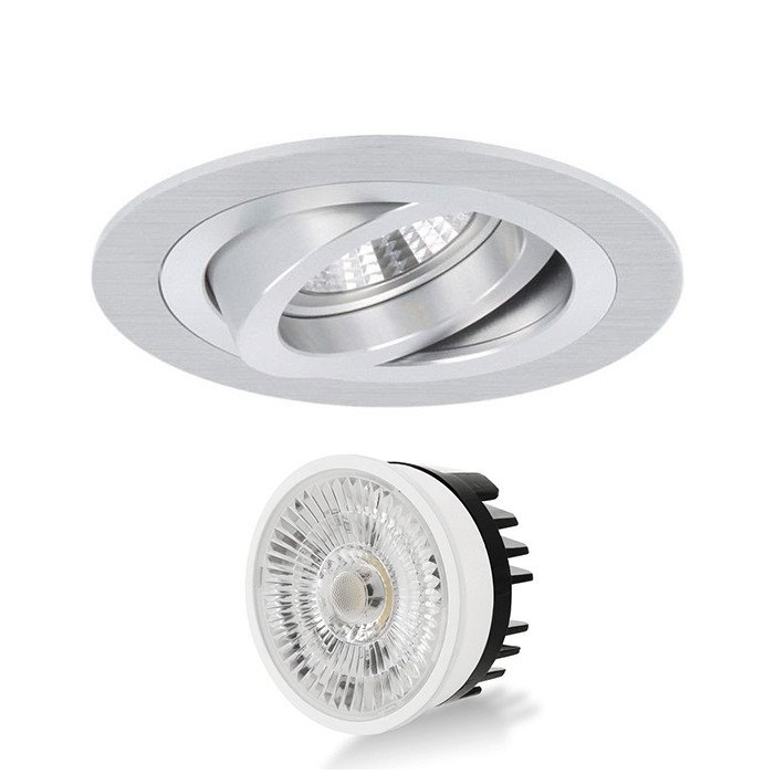Ensemble complet 1x spot encastrable Modena rond 4W aluminium orientable dimmable
