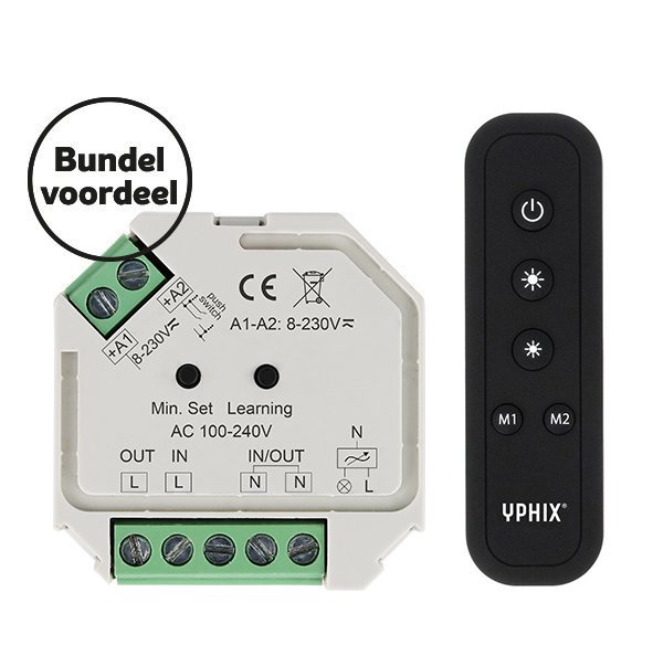 Variateur LED sans fil 230V Ensemble complet Télécommande RF 1 zone incluse