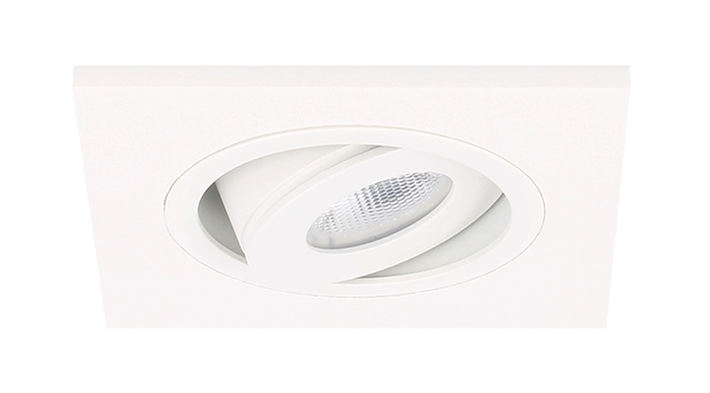 Spot LED encastrable Alba extra plat carré 3W 2700K blanc IP65 dimmable orientable