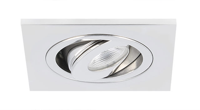 Spot LED encastrable Alba extra plat carré 3W 2700K inox IP65 dimmable orientable