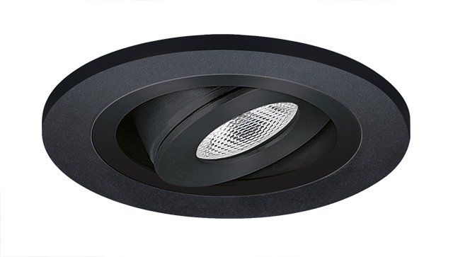 Spot LED encastrable Monza extra plat rond 3W 2700K noir IP65 dimmable orientable