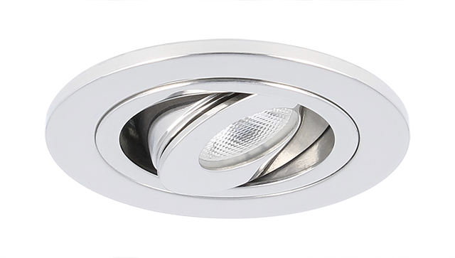 Spot LED encastrable Monza extra plat rond 3W 2700K inox IP65 dimmable orientable
