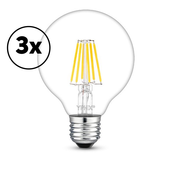 Ampoule LED filament E27 Polaris Pack de 3 G80 4,5W 2700K