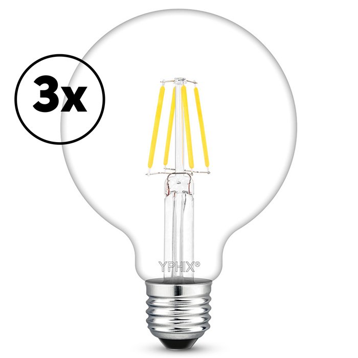 Ampoule LED filament E27 Polaris Pack de 3 G95 4,5W 2700K