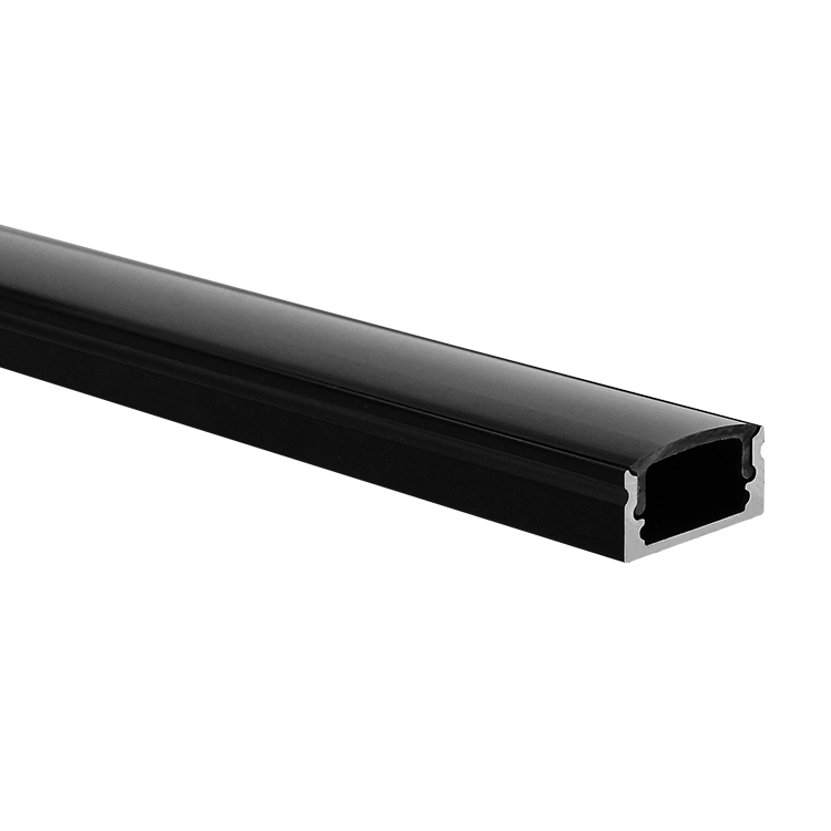 Profilé ruban LED Potenza noir (RAL 9005) plat 5m (2 x 2,5m) avec couvercle noir
