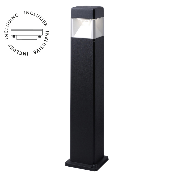 Borne d'éclairage extérieur Elisa 800 GX53 carré noir IP55 ampoule incluse 3W 3000K/4000K/6500K