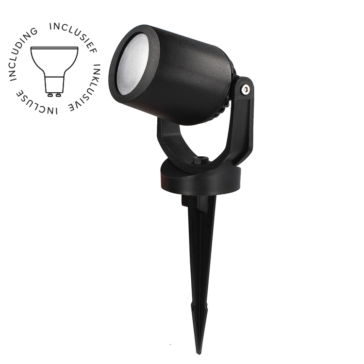 Spot piquet Minitommy 118 noir GU10 3,5W 3000K/4000K/6500K verre opaque