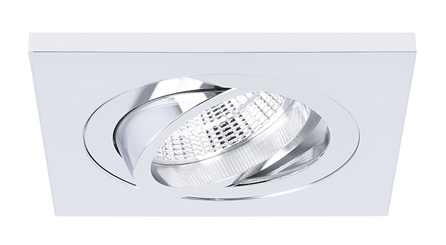 Spot encastrable Torino carré chrome orientable