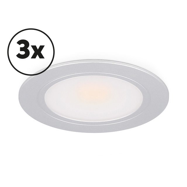 Éclairage meuble Ensemble complet Novello encastrable et saillie 3 x 3W 2700K aluminium dimmable 12V DC