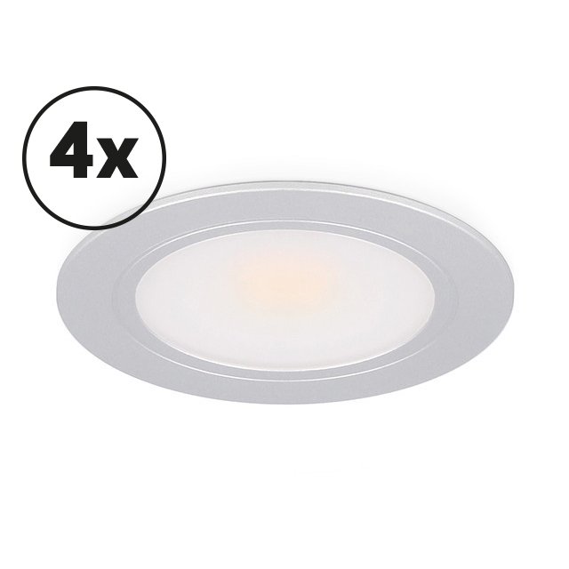 Éclairage meuble Ensemble complet Novello encastrable et saillie 4 x 3W 2700K aluminium dimmable 12V DC