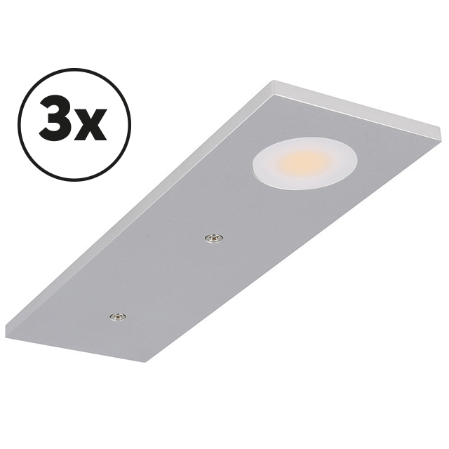 Éclairage meuble Ensemble complet Somano saillie 3 x 3W 2700K aluminium dimmable 12V DC