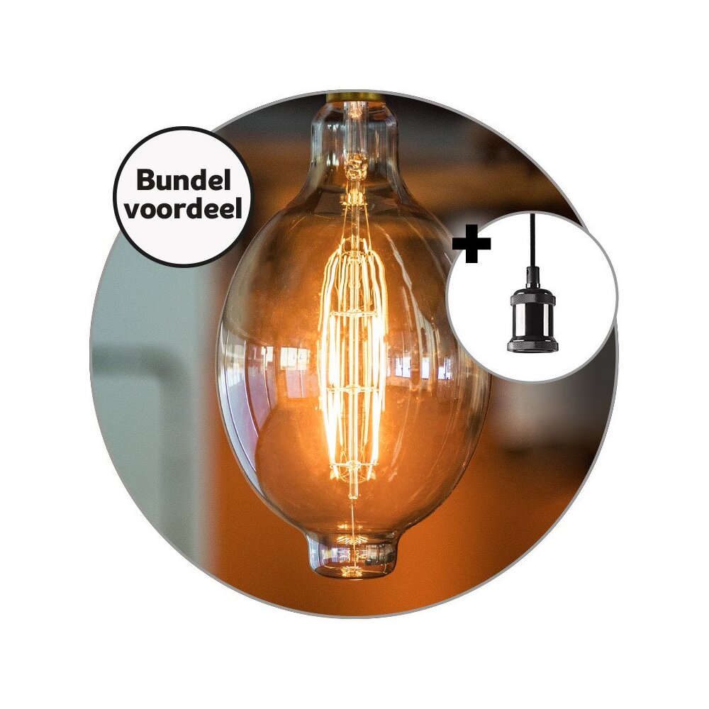 Ampoule LED filament E27 suspension avec XXL globe 8W 2700K dimmable ambré