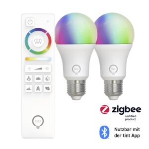 Kit de Démarrage Tint Smart E27 Ampoules LED RGB + Blanc Réglable | Zigbee 3.0 & Bluetooth | Dimmable
