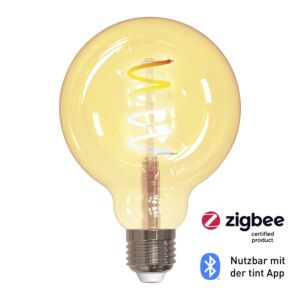 Ampoule LED Filament Connectée E27 G95 Retro 4,9W Blanc Réglable | Zigbee & Bluetooth | Dimmable | 1800K - 6500K
