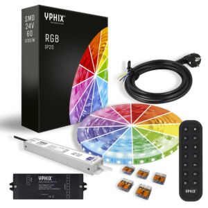 Kit Complet Ruban LED RGB 24V – avec Dimmer, Télécommande et Câble d’Alimentation