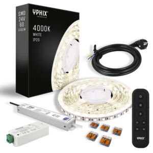 Kit Complet Ruban LED Dimmable 5 m – Blanc 4000K – SMD 60 led's - inclus Transformateur 24V - 100W