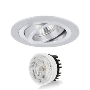 Ensemble complet 1x spot encastrable Modena rond 4W aluminium orientable dimmable