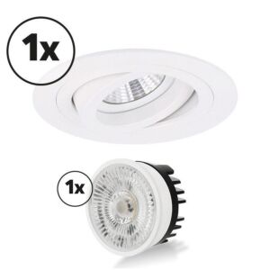 Ensemble complet 1x spot encastrable Modena rond 4W blanc orientable dimmable