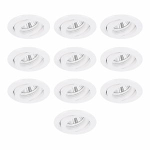 Lot de 10 - Spot encastrable Verona rond blanc orientable avec ressorts de serrage