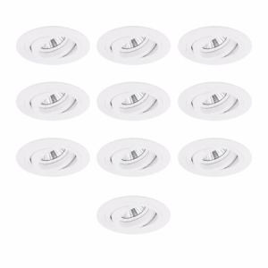 Lot de 10 - Spot encastrable Modena rond blanc orientable avec ressorts de serrage