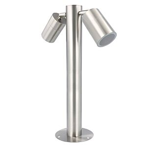 Borne d'éclairage extérieur Nalo haut double GU10 rond inox IP54