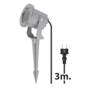 Spot piquet Mira gris avec bague inox GU10