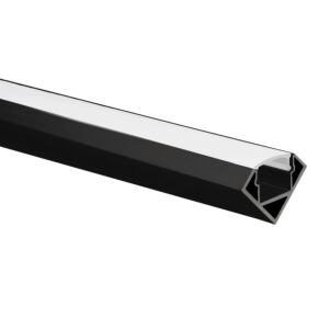 Profilé ruban LED Tarenta noir 45° – angle 1 m avec couvercle opaque