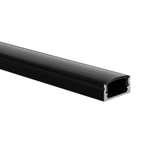 Profilé ruban LED Potenza noir (RAL 9005) plat 1m avec couvercle noir