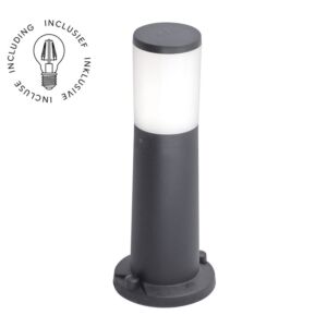 Borne d'éclairage extérieur Amelia 400 E27 rond noir IP55 ampoule incluse 6W 2700k