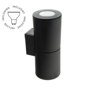 Applique murale Franca up and down noir IP55 verre opaque incluse 2 x GU10 3,5W 3000K