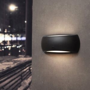 Applique murale Francy noir IP66 verre opaque incluse E27 6W 2700K