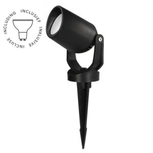 Spot piquet Minitommy 135 noir IP66 verre opaque incluse GU10 3,5W 3000K/4000K/6500K