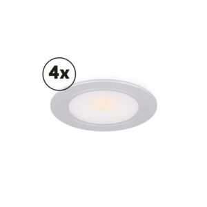Éclairage meuble Ensemble complet Novello encastrable et saillie 4 x 3W 2700K aluminium dimmable 12V DC