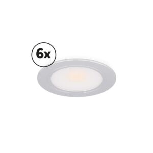 Éclairage meuble Ensemble complet Novello encastrable et saillie 6 x 3W 2700K aluminium dimmable 12V DC
