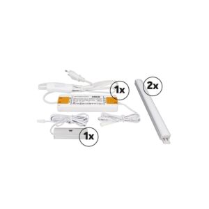 Baguette LED meuble ensemble complet 50cm saillie 6W 3000K aluminium 24V DC