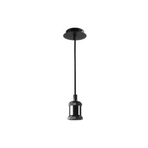 Suspension 120 cm noir et ampoule LED E27 avec cache plafond