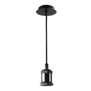 Suspension 120 cm noir et ampoule LED E27 avec cache plafond
