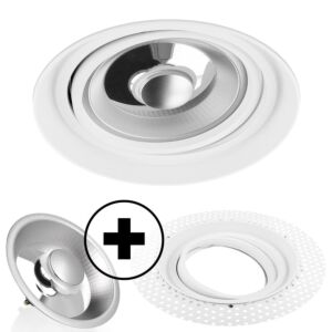 Venezia AR111 rond blanc cadre enfoncé + GU10 Pegasi AR111 12W 2700K dimmable