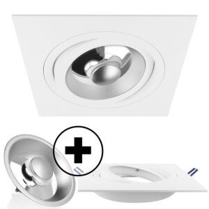Venezia carré blanc orientable + GU10 Pegasi AR111 12W 2700K dimmable