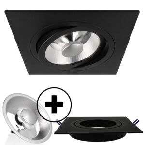 Venezia carré noir orientable + GU10 Pegasi AR111 12W 2700K dimmable