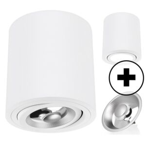Roma Ronde orientable blanc + GU10 Pegasi AR111 12W 2700K dimmable
