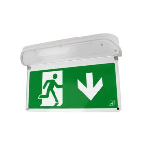 Bloc de secours LED Harrier 5W 6500K IP65 auto-test & pictogramme d'itinéraire d'évacuation vers le bas