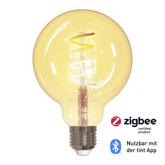Ampoule LED Filament Connectée E27 G95 Retro 4,9W Blanc Réglable | Zigbee & Bluetooth | Dimmable | 1800K - 6500K