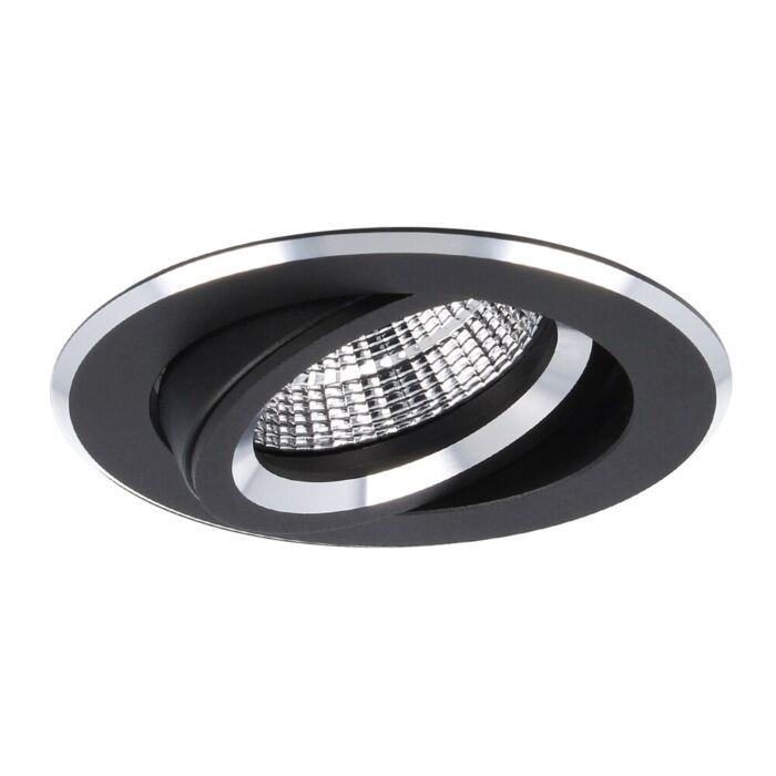 Spot encastrable Verona rond noir aluminium orientable avec ressorts de serrage