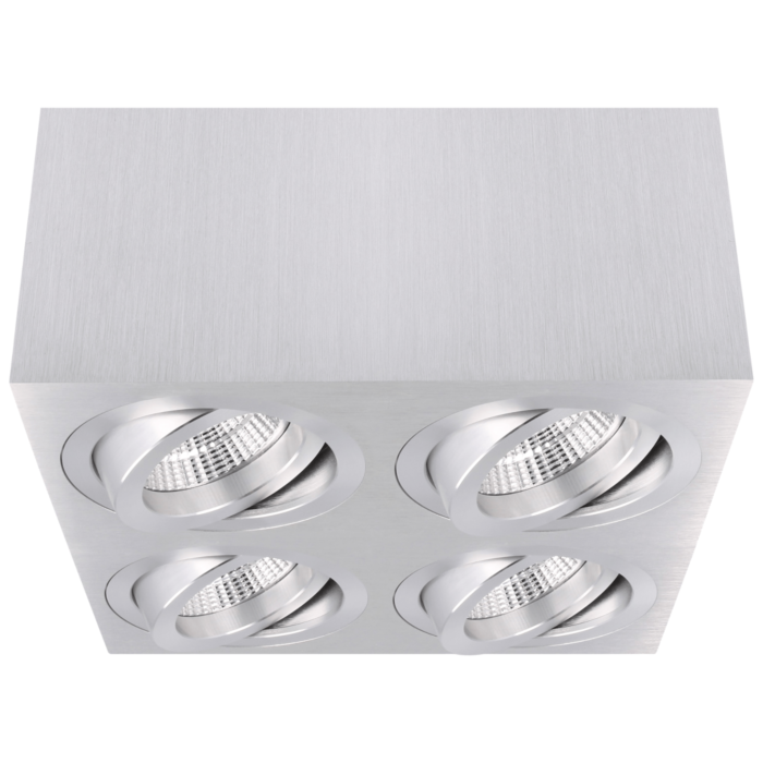 Spot en saillie Palermo aluminium carré quatre orientable