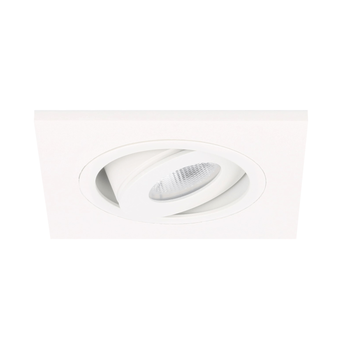 Spot LED encastrable Alba extra plat carré 3W 2700K blanc IP65 dimmable orientable