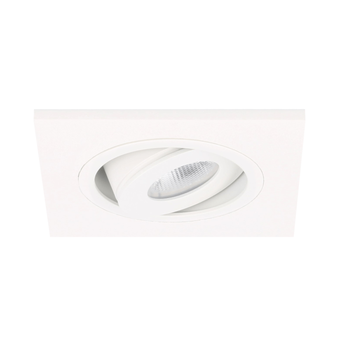 Spot LED encastrable Alba extra plat carré 3W 2700K blanc IP65 dimmable orientable