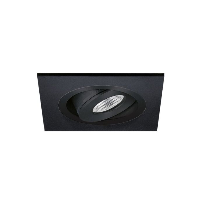 Spot LED encastrable Alba extra plat carré 3W 2700K noir IP65 dimmable orientable